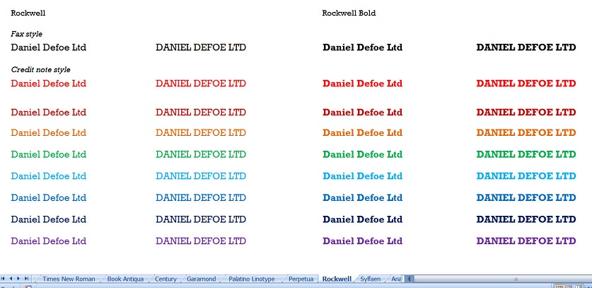 Daniel Defoe Ltd in many different styles